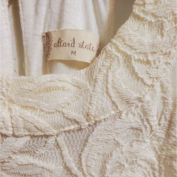 Altar'd State Cream Floral Lace High Neck Halter Tunic Swing Lined Mini Dress - Picture 4 of 5